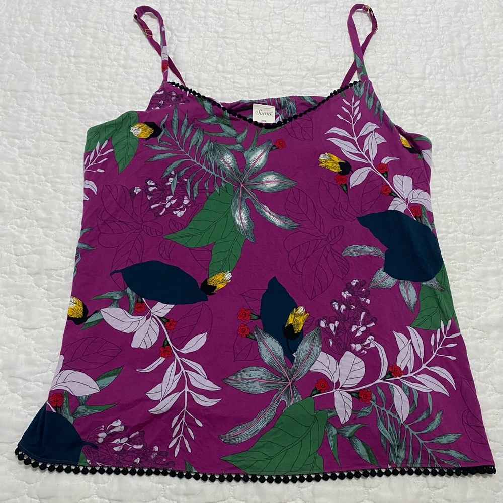 Soma Purple Green Floral Camisole XXL